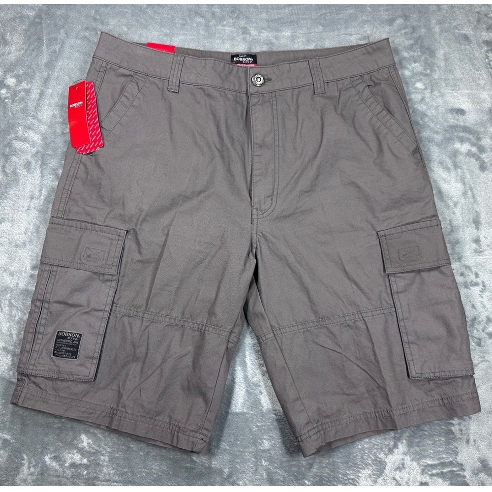 Bobson Miyagi Mens Gray Cargo Shorts Mid-Rise Japanese Denim Brand Size 34 NWT